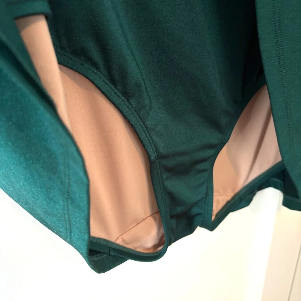 Cacique Swim Emerald Green Shimmer Slitted Swim Skirt in Size 24
